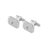 0.71 Ct. Pink Sapphire Solitaire Cufflink, Silver Image